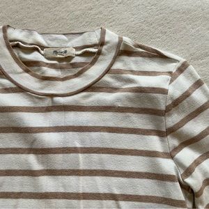 Tan and Cream striped Madewell Mock Neck